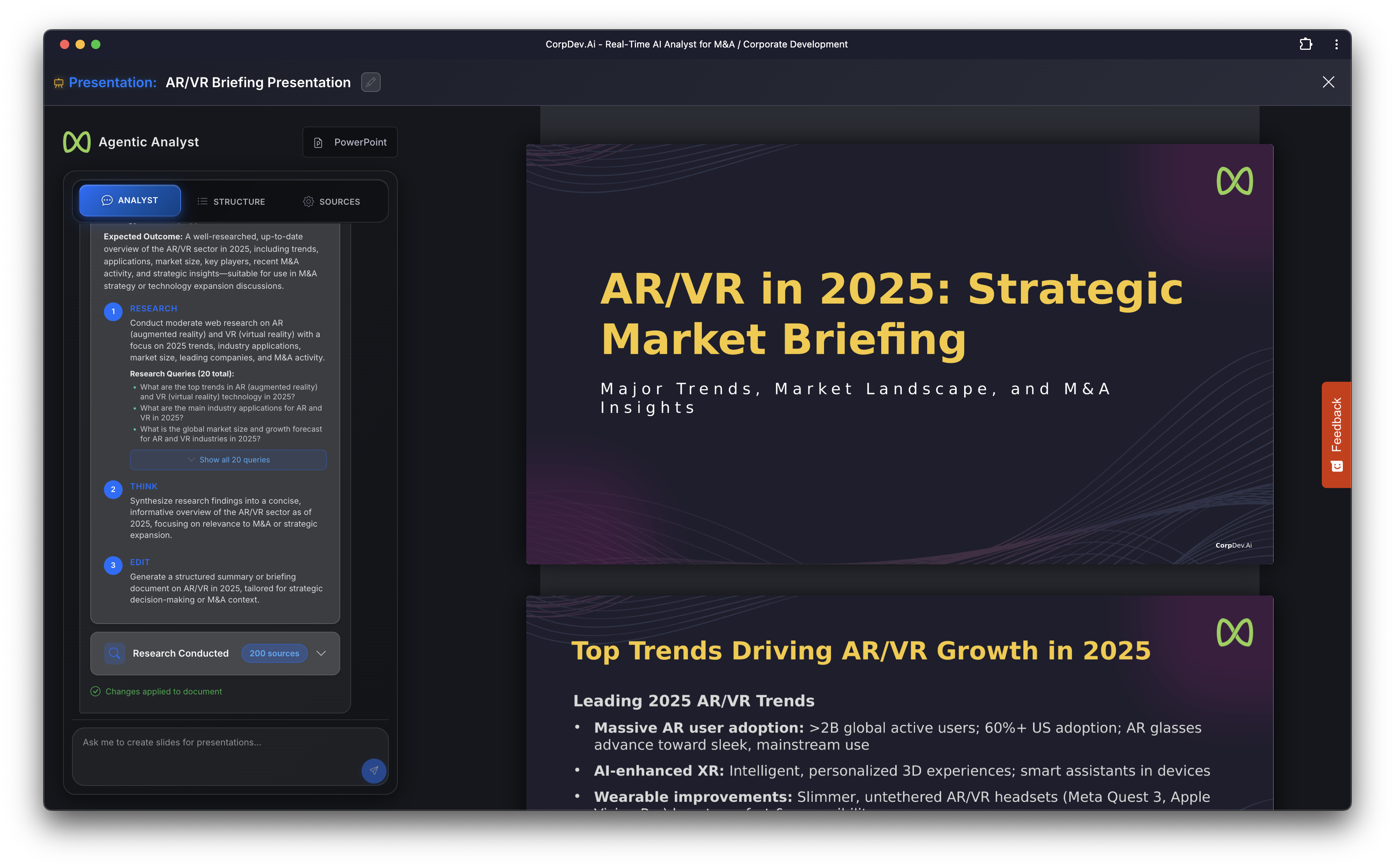 CorpDev.Ai Presentation Generator