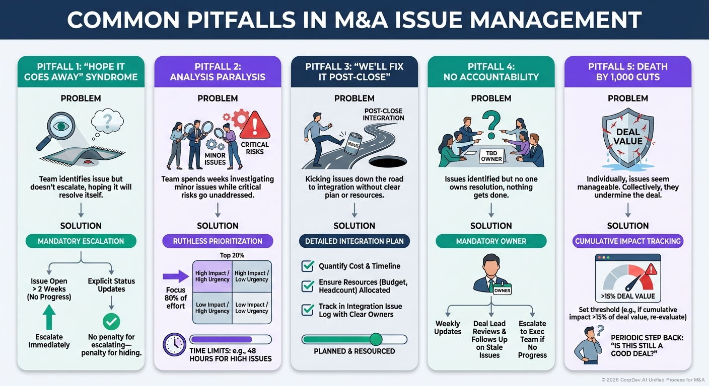 Common Pitfalls in M&A Issue Management - Visual Overview